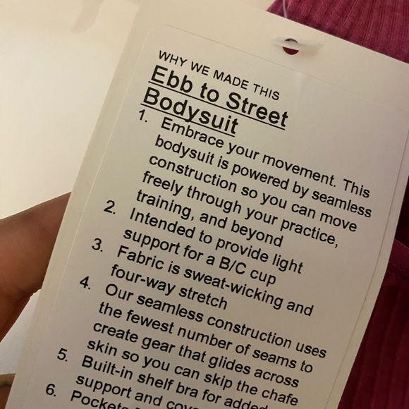 NWT Lululemon Ebb to Street Bodysuit *Light Support, B/C Cups
Pink Lychee - Picture 8 of 9